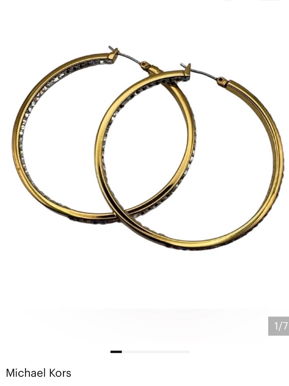 Michael Kors Gold-Tone Pavé Crystal Large Hoop Earrings 2"